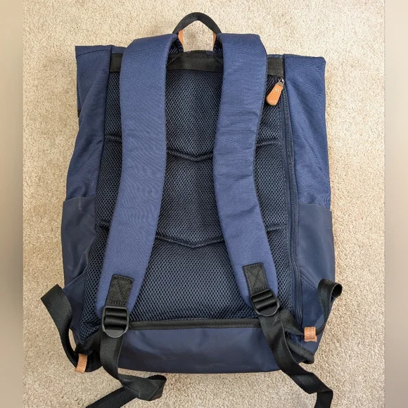 Harvest Label Navy Blue Black Leather Detail Fold over Backpack Travel Bag